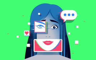 Composite graphic of a female face to illustrate the article 