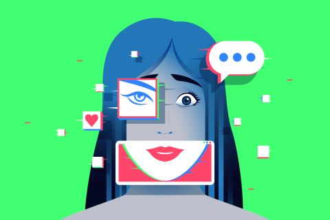 Composite graphic of a female face to illustrate the article 