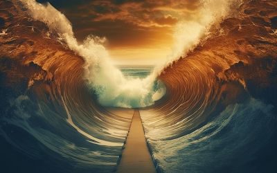 Artist's conception of the parting of the Red Sea to illustrate the article on the Miracles of God