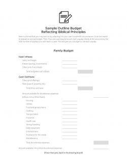 Sample Outline Budget Reflecting Biblical Principles