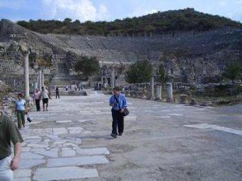 <p>The large theater among the ruins of&nbsp;ancient Ephesus&nbsp;(photo by David&nbsp; Treybig).</p>