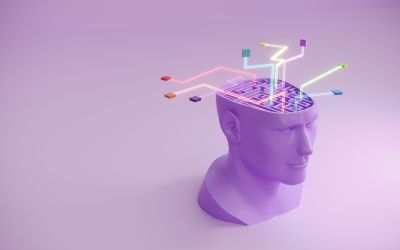 Graphic of a plastic man's head with colorful electrical connections going in different directions to illustrate the article  